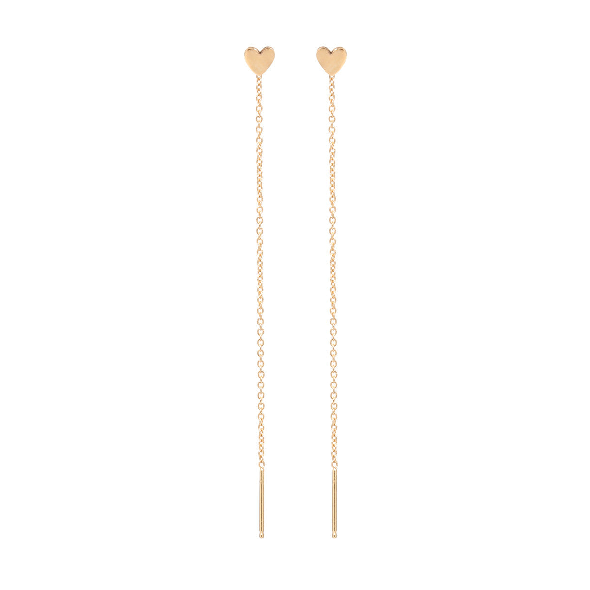 Zoë Chicco 14k Yellow Gold Itty Bitty Heart Threader Earrings