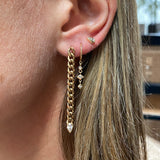 14k Medium Curb Chain with Pear Diamonds Drop Earrings - SALE