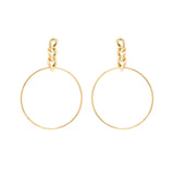 14k Large Circle Curb Chain Drop Earrings - SALE