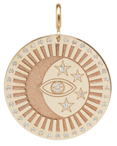 14k Large Celestial Protection Medallion Charm with Spring Ring