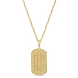 Zoë Chicco 14k Yellow Gold Mantra Dog Tag with Diamond Bail Square Oval Chain Necklace