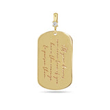 Zoë Chicco 14k Yellow Gold Large Engraved Mantra Dog Tag Pendant with Diamond Bail