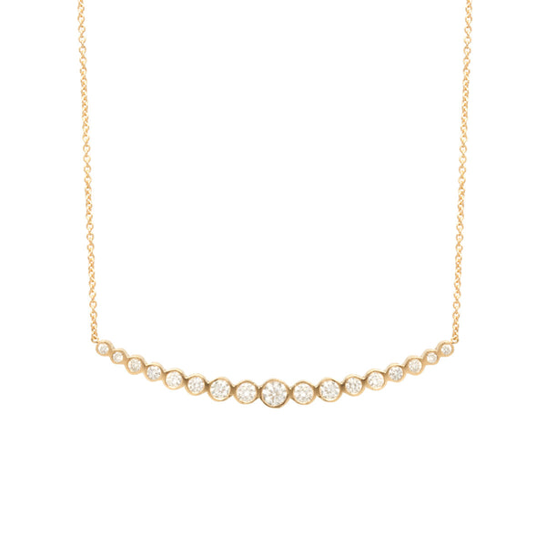 Zoë Chicco 14kt Yellow Gold Horizontal Graduated Diamond Curved Bar Necklace