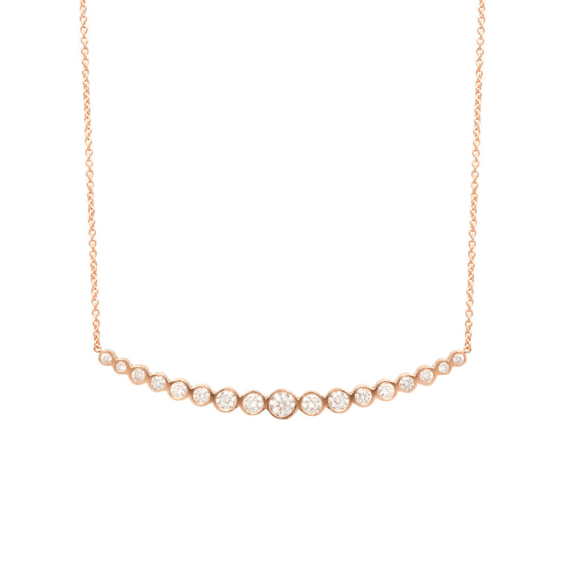 Zoë Chicco 14kt Rose Gold Horizontal Graduated Diamond Curved Bar Necklace
