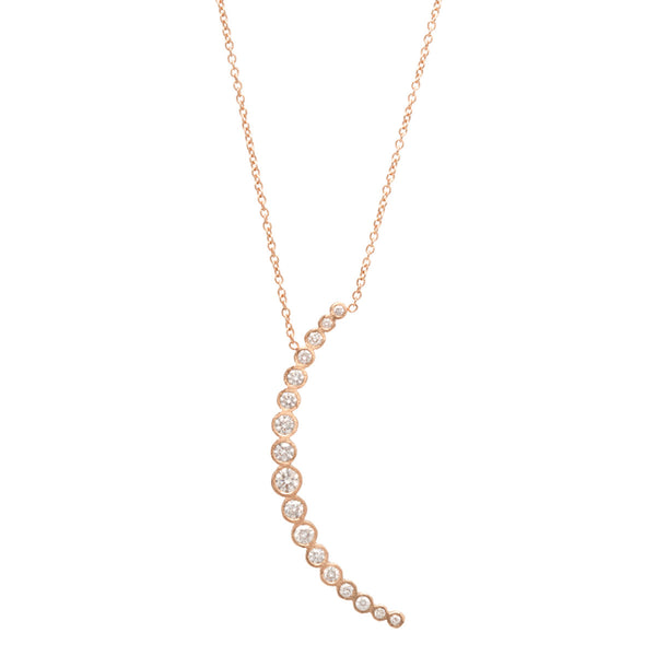 Zoë Chicco 14kt Rose Gold Graduated White Diamond Crescent Moon Necklace