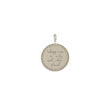 Zoë Chicco 14k White Gold Large "Happiness is only real when shared" Mantra with Star Border Disc Clip On Charm Pendant