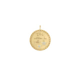 Zoë Chicco 14k Gold Large Diamond Mantra with Star Border Disc Charm Pendant