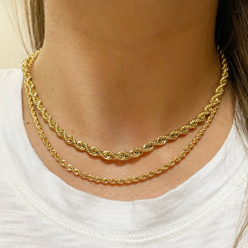 STAINLESS STEEL GOLD HEAVY ROPE CHAIN NECKLACE 24