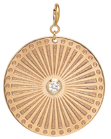 14k large sunbeam medallion disc charm with spring ring