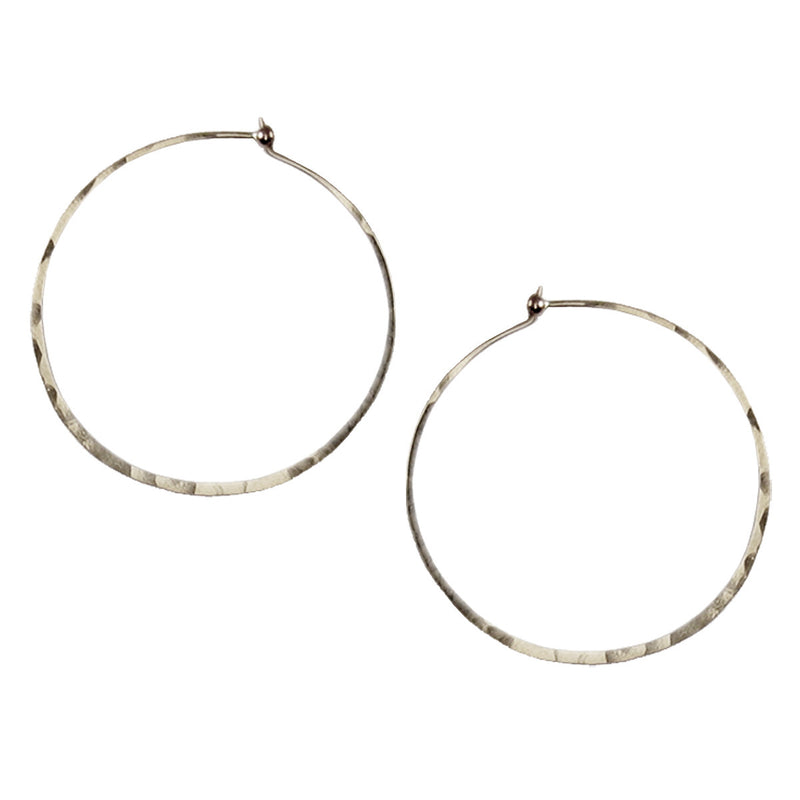 Zoë Chicco 14kt White Gold Large Thin Hammered Hoops