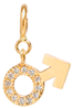 14k midi bitty pave diamond male symbol charm on spring ring