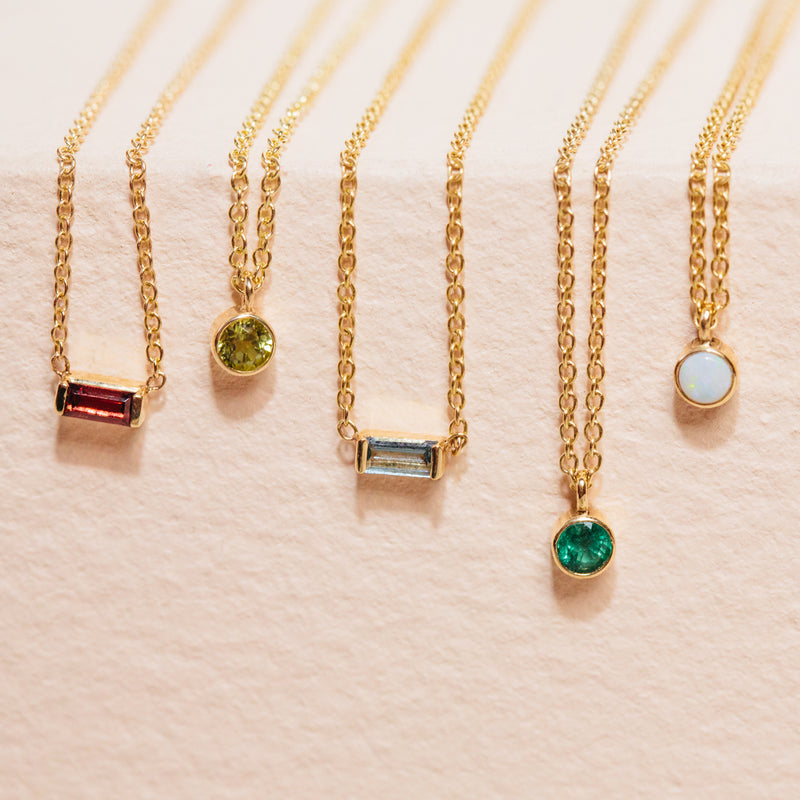 14k Single Emerald Pendant Necklace | May Birthstone