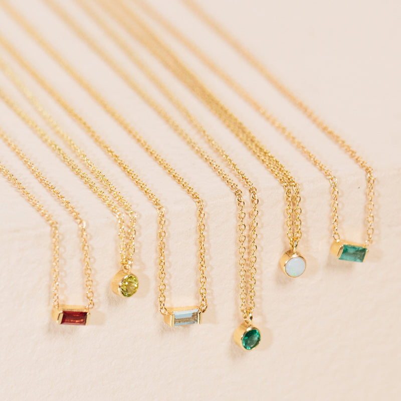 14k Single Opal Bezel Pendant Necklace | October Birthstone