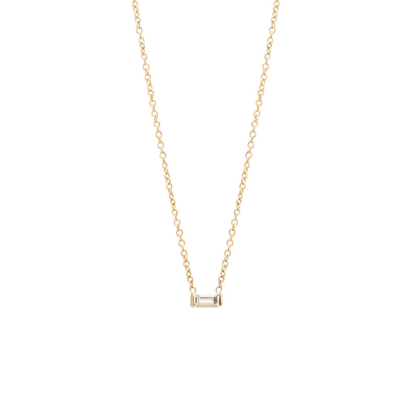 Zoë Chicco 14kt Yellow Gold White Diamond Baguette Necklace
