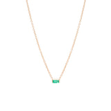 Zoë Chicco 14kt Rose Gold Emerald Baguette Necklace