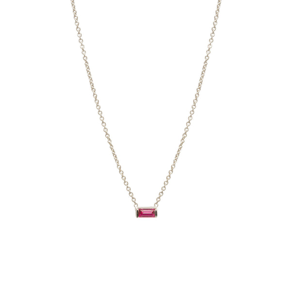 Zoe Chicco 14k Gold Ruby Baguette Necklace | July Birthstone