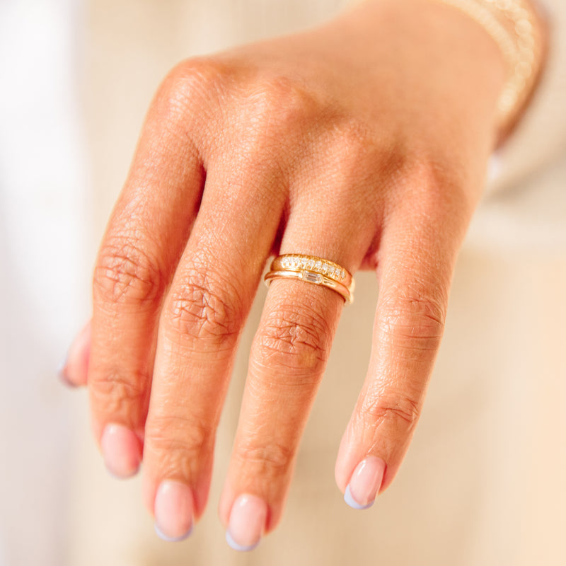 14k Baguette Diamond Thick Band Ring