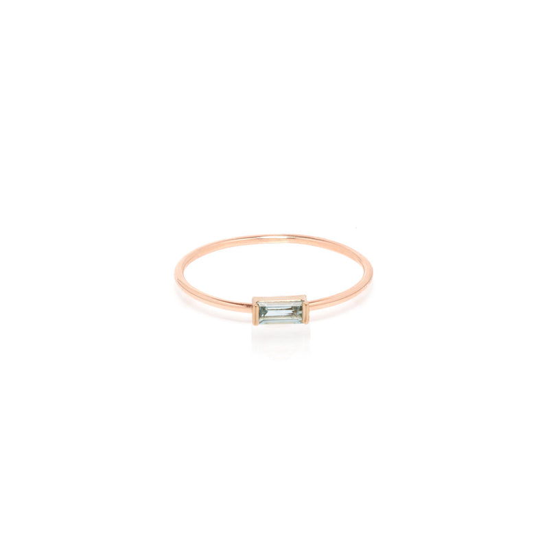 14k Medium Aquamarine Baguette Ring | March Birthstone