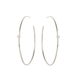 Zoë Chicco 14kt White Gold White Diamond Center Medium Thin Hoop Earrings