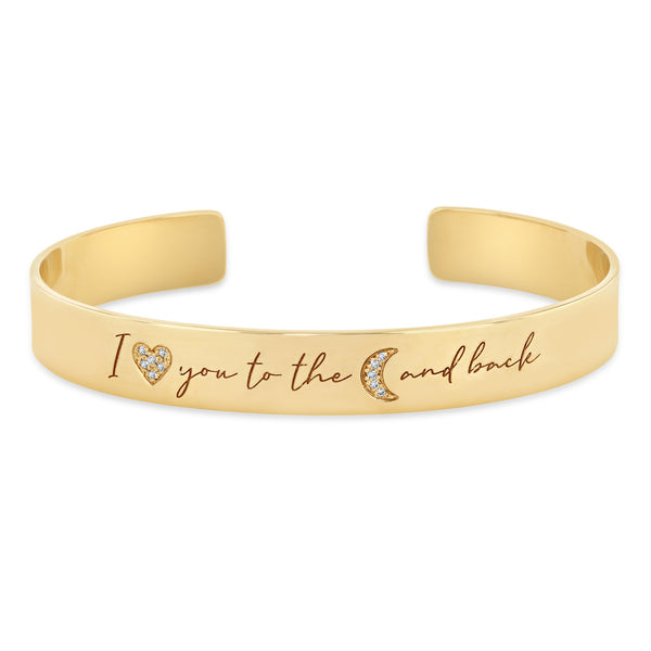 Zoë Chicco 14k Yellow Gold "I love you to the moon and back" Diamond Mantra Cuff