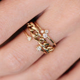 close up of finger wearing a Zoë Chicco 14k Gold 2 Prong Diamond Open Ring