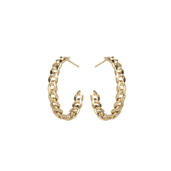 Zoë Chicco 14k Gold Solid Medium Curb Chain Hoop Earrings