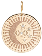 14k Medium Celestial Protection Medallion Charm with Spring Ring