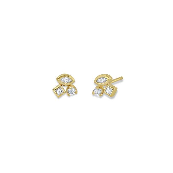 Zoë Chicco 14k Gold Mixed Cut Diamond Cluster Stud Earrings