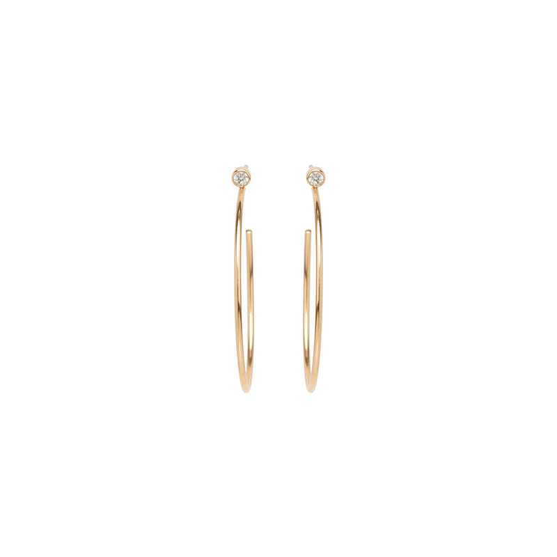 Zoë Chicco 14k Gold Diamond Bezel Medium Hoop Earrings