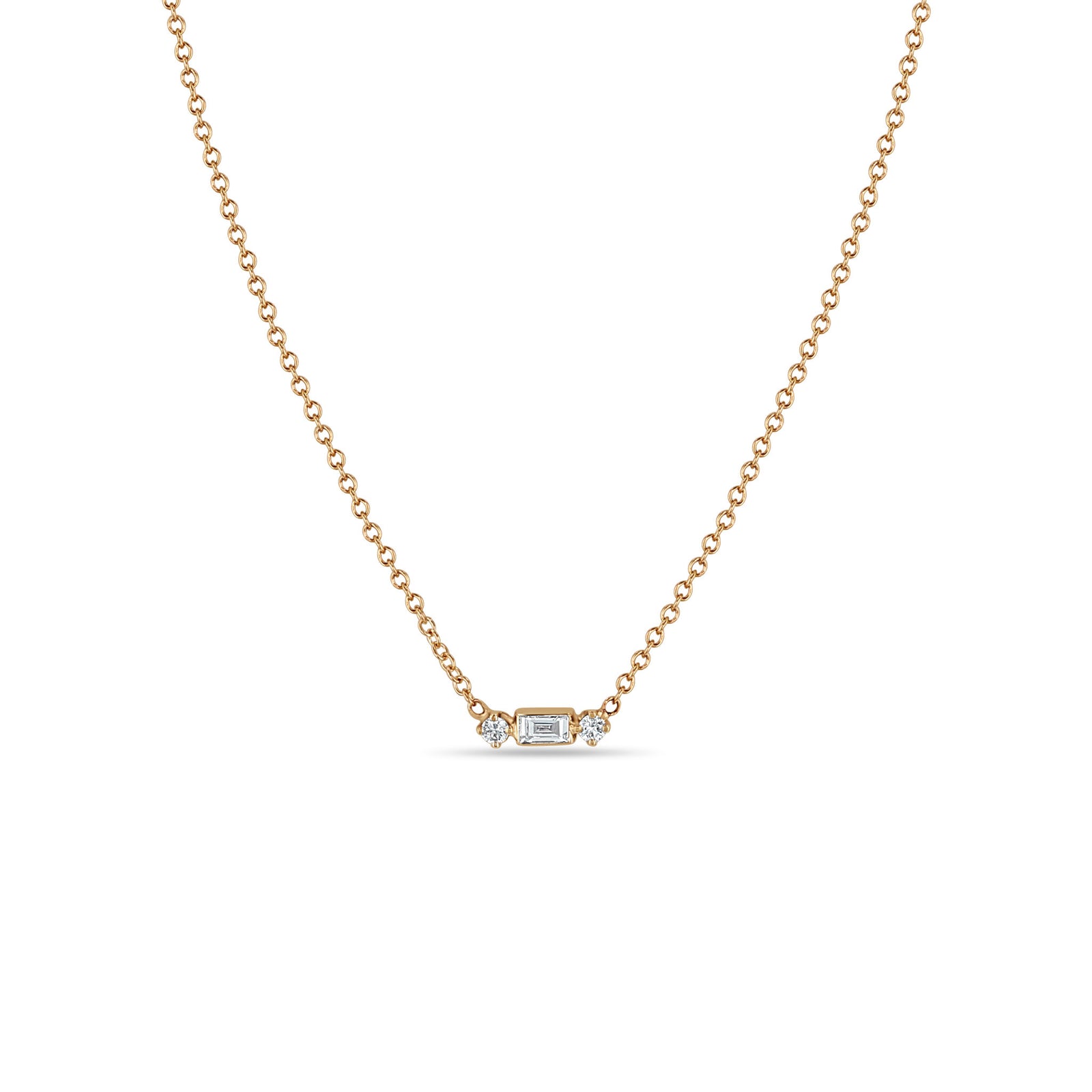 Zoë Chicco 14k Gold Baguette & 2 Prong Diamond Necklace – ZOË CHICCO