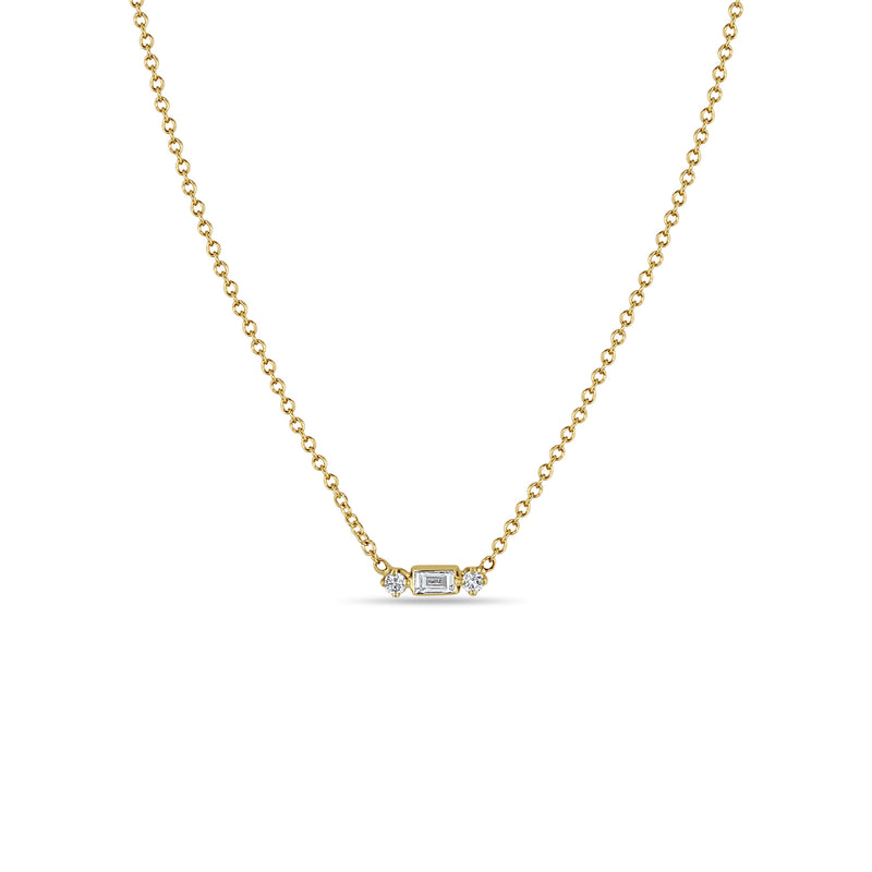 Zoë Chicco 14k Gold Baguette & 2 Prong Diamond Necklace