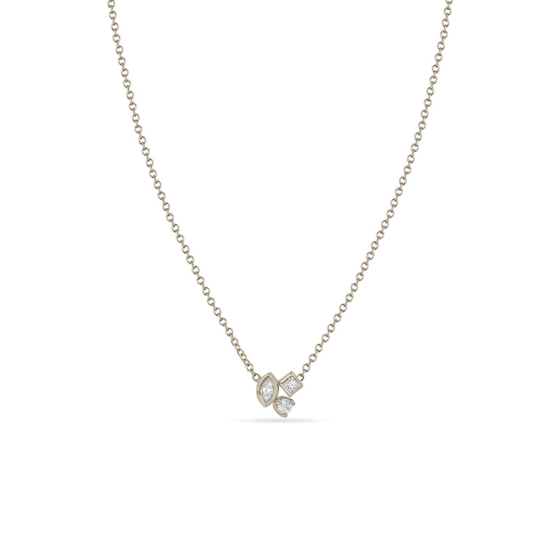 Diamond Cluster Drop Necklace in Gold