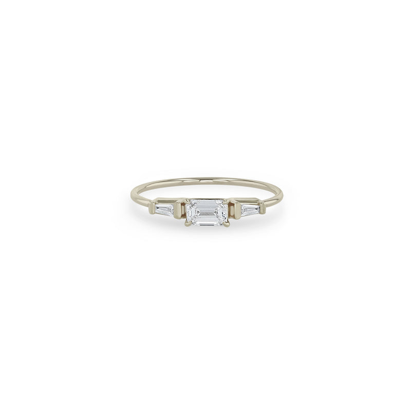 Zoë Chicco 14k WHite Gold Emerald Cut & Tapered Baguette Diamond 3 Stone Ring