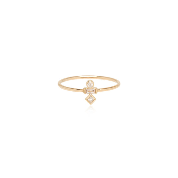 Zoë Chicco 14k Gold Stacked Mixed Cut Diamond Ring