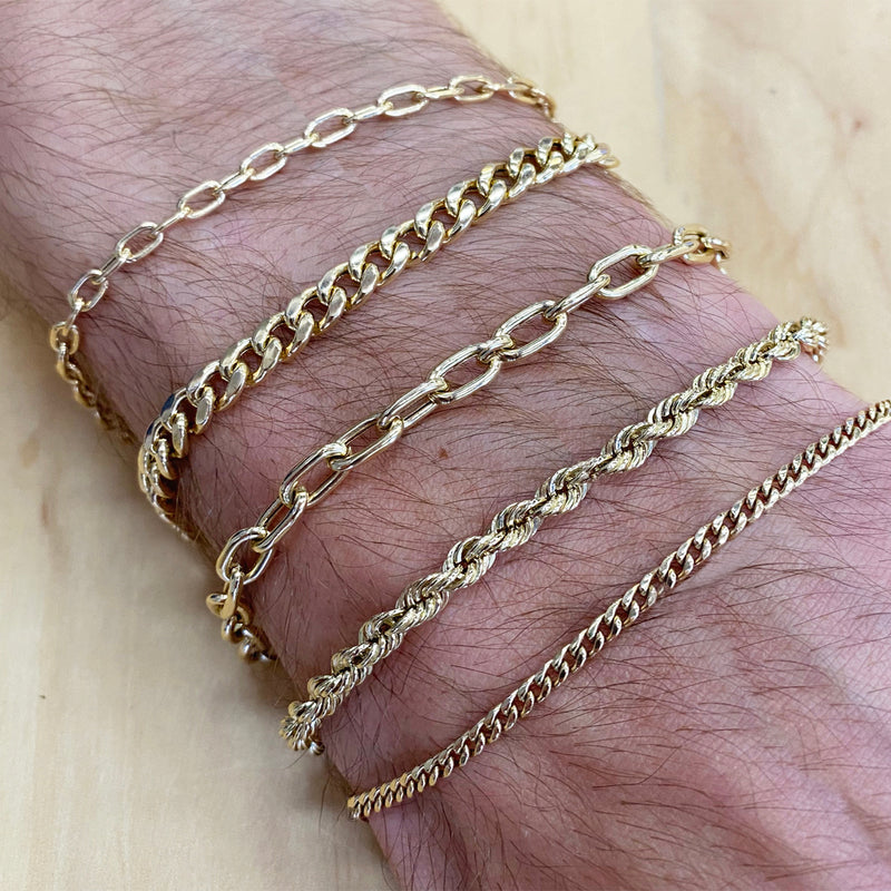 Men's 14k Gold Large Rope Chain Bracelet