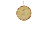 Zoë Chicco 14k Gold Medium "All you need is love" Mantra with Heart Border Disc Charm Pendant with Spring Ring