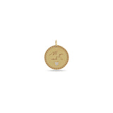 Zoë Chicco 14k Yellow Gold Medium "All you need is love" Mantra with Heart Border Disc Charm Pendant