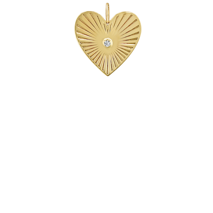 Zoë Chicco 14k Gold Medium Radiant Heart Diamond Bezel Medallion Pendant