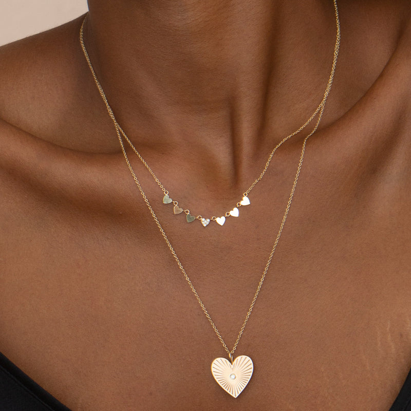 Zoë Chicco 14k Gold 7 Prong Diamond Heart Pendant Necklace – ZOË