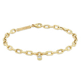 Zoë Chicco 14k Gold Medium Square Oval Link Chain Dangling Diamond Bracelet