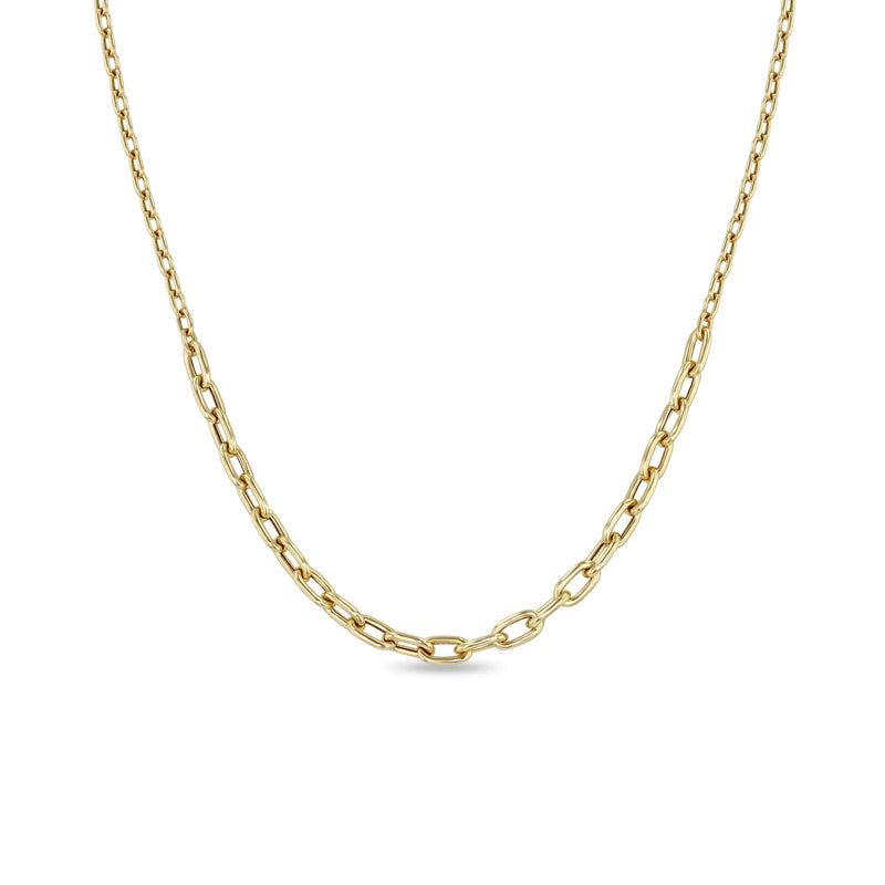 Zoë Chicco 14k Gold Mixed Small & Medium Square Oval Link Chain Station Necklace
