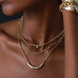 close up of neck wearing Zoë Chicco 14kt Gold Medium Square Multi Pave Link Chain Necklace