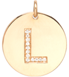 14k Large Pavé Diamond Initial Disc Charm