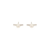 Zoë Chicco 14kt White Gold Curved Bar Staple Pearl Stud Earrings