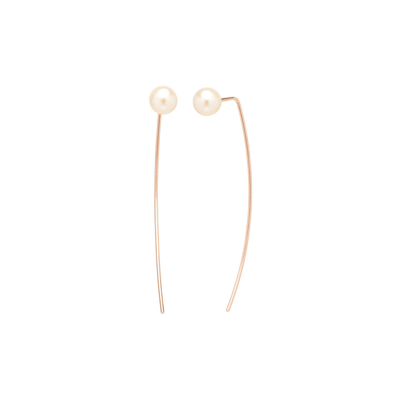 Zoë Chicco 14kt Gold Pearl Long Wire Threader Earrings
