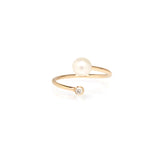 Zoë Chicco 14k Gold Pearl & Diamond Bezel Bypass Wrap Ring