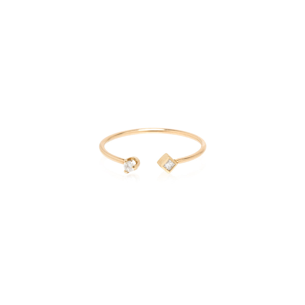 Zoë Chicco 14k Gold Prong & Princess Diamond Open Ring – ZOË CHICCO