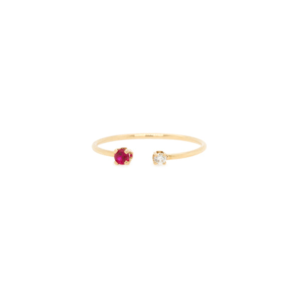 Zoë Chicco 14k Gold Prong Diamond & Ruby Open Ring
