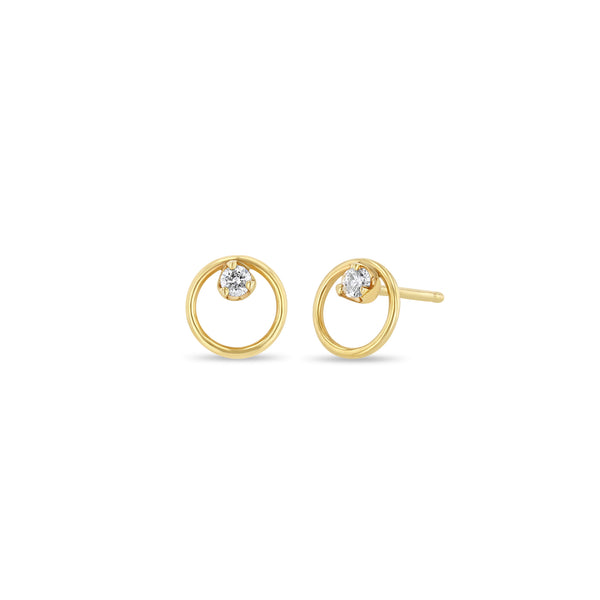 Zoë Chicco 14kt Yellow Gold Circle Diamond Prong Stud Earrings