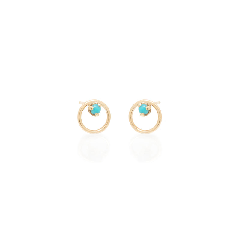 Zoë Chicco 14k Gold Prong Turquoise Circle Stud Earrings